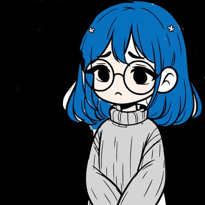 sad girl with glasses in a sweater