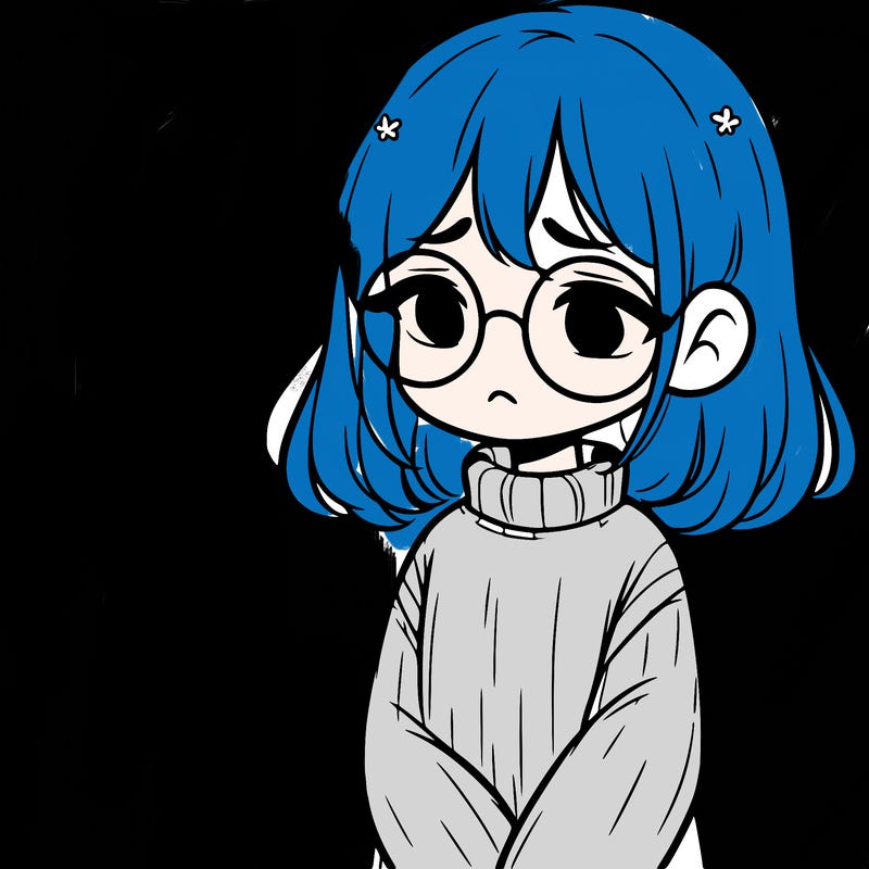 sad girl with glasses in a sweater