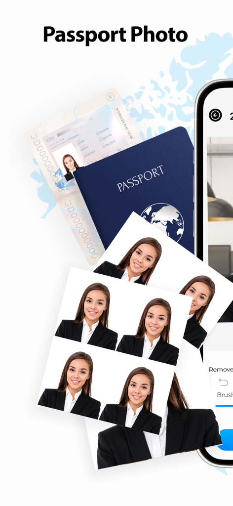 Passport Size ID Photo Maker - Smartphone-App, die professionelle Pass- und Visafotos zum Drucken anzeigt