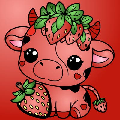 cute strawberry cow