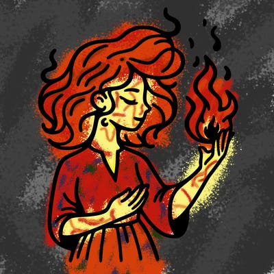 woman with fire