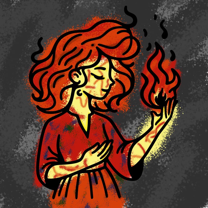 woman with fire