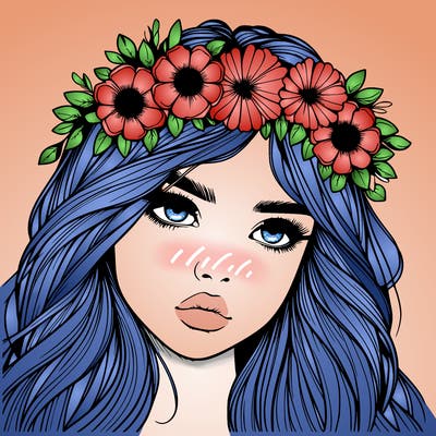 realistic girl with flowers crown