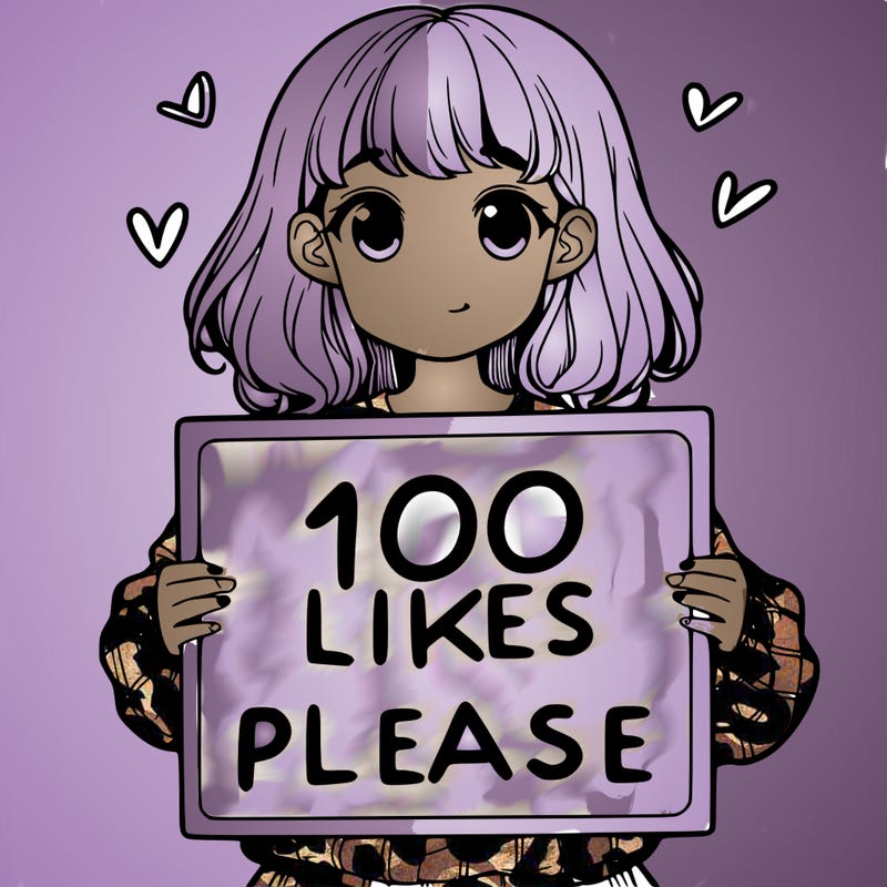 a girl holding a sign saying 100 likes please