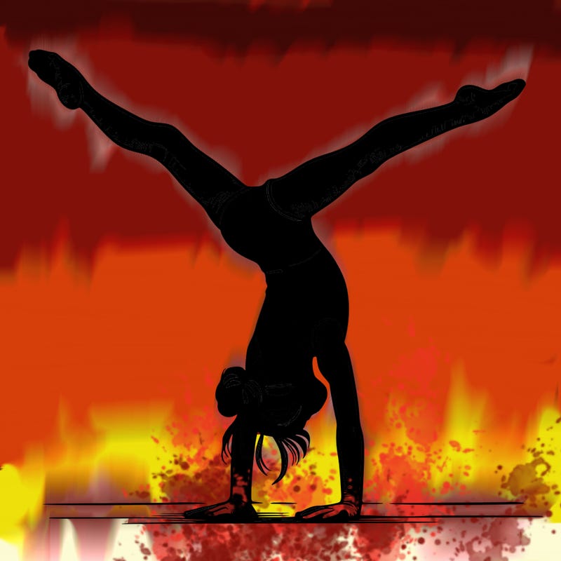 realistic gymnastic hand stand girl in four splits