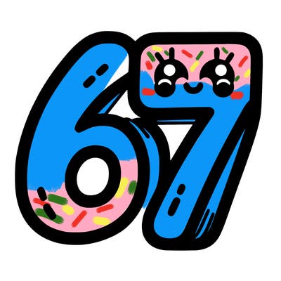 the numbers 67