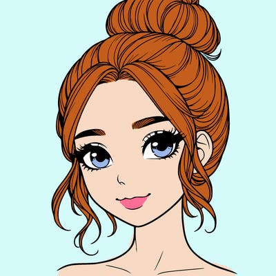 realistic pretty girl with hair in bun