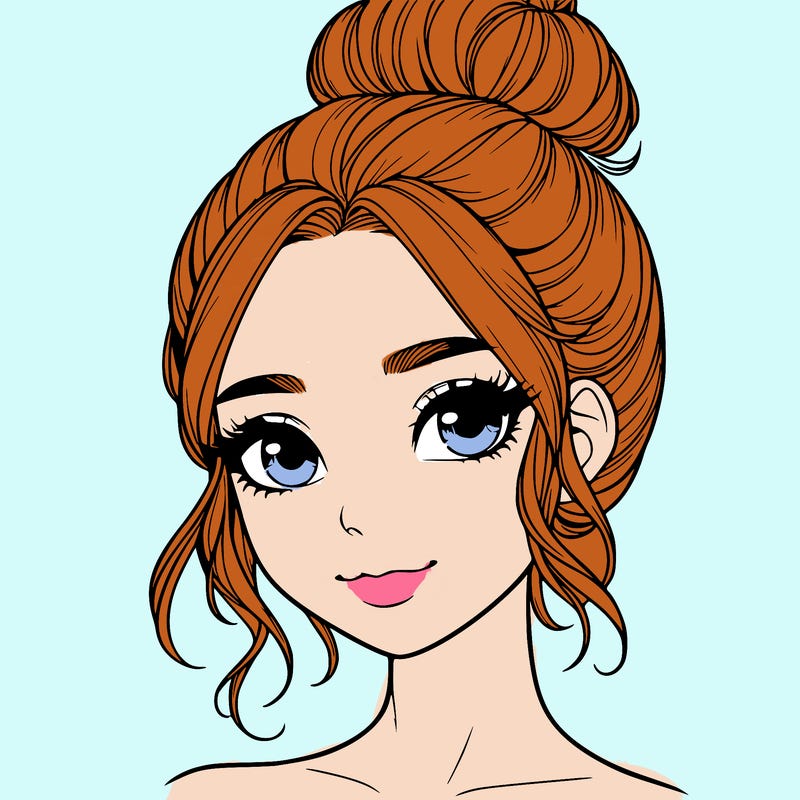 realistic pretty girl with hair in bun