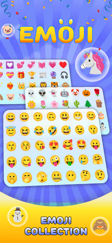 Emoji Merge - Fun Emoji Game - Eine vielfältige Sammlung bunter Emojis, darunter Smiley-Gesichter, Herzen und Tiere, in der Emoji Merge Spieloberfläche
