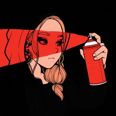 a realistic girl, spray painting