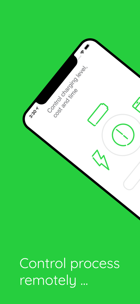 Elocity - Interface of the Elocity app showing options to remotely control EV charging level, cost, and time.