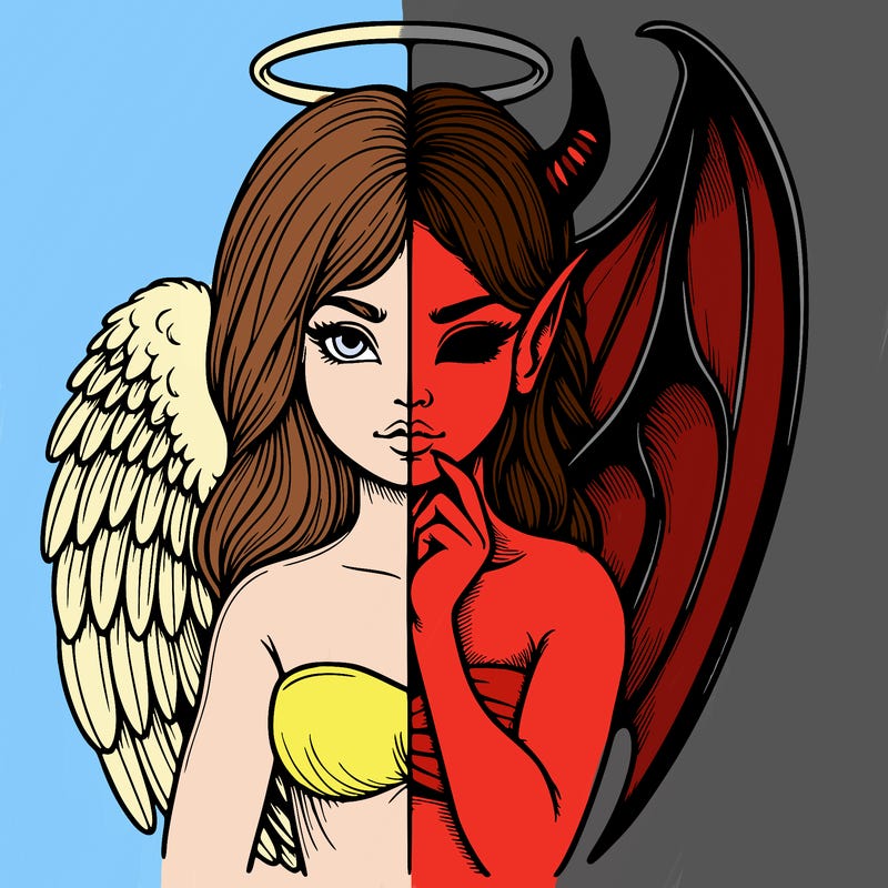 realistic angel half demon