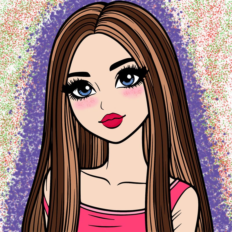 realistic girl with straight and long hair