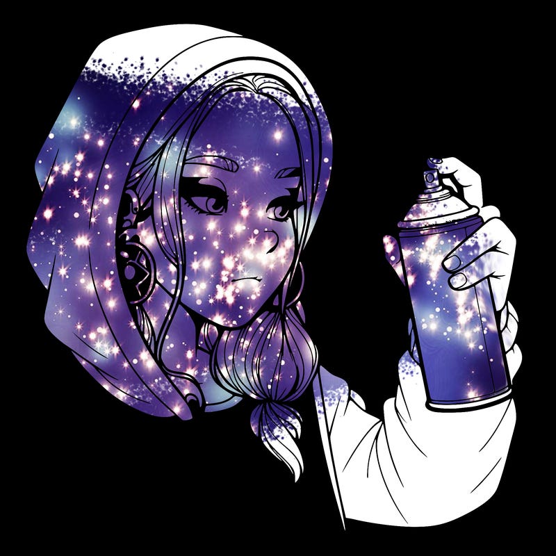 a realistic girl, spray painting