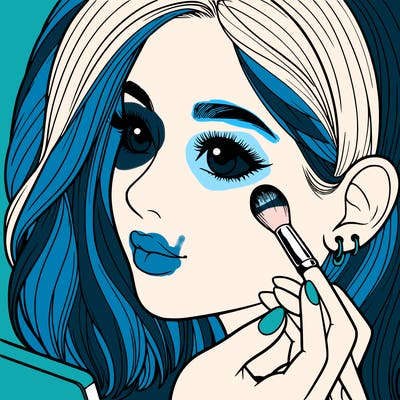 a realistic girl doing her makeup