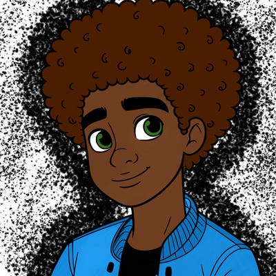 teen boy with afro