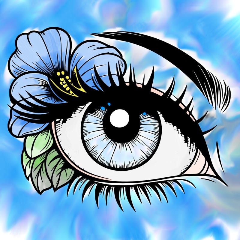 realistic eye with flower