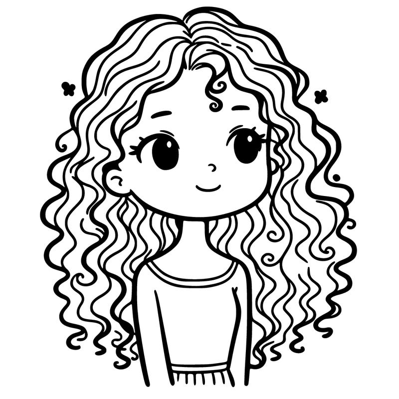 a girl with curly hair
