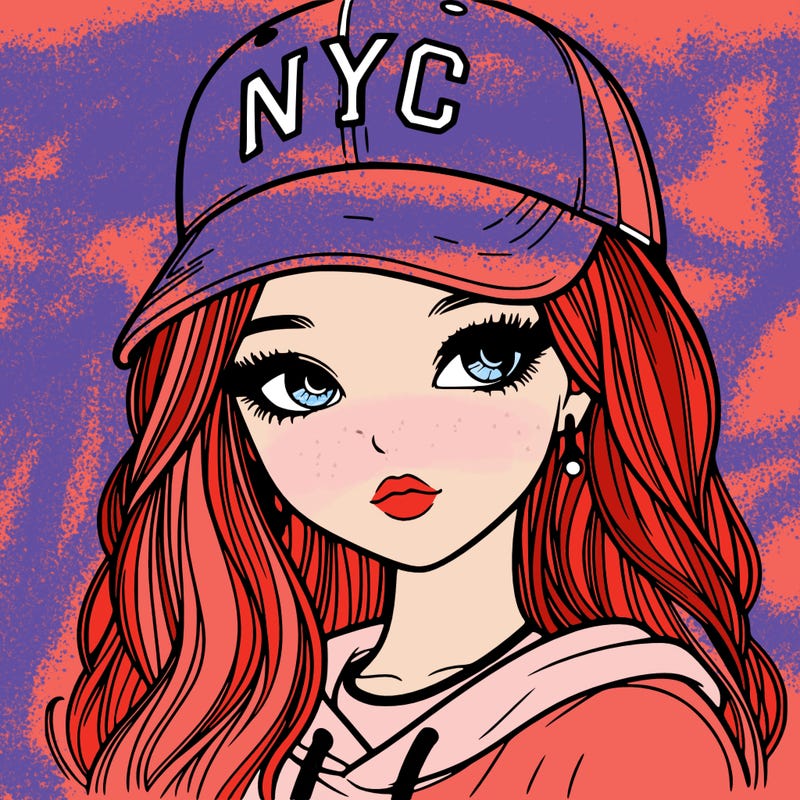 realistic girl wearing and nyc cap