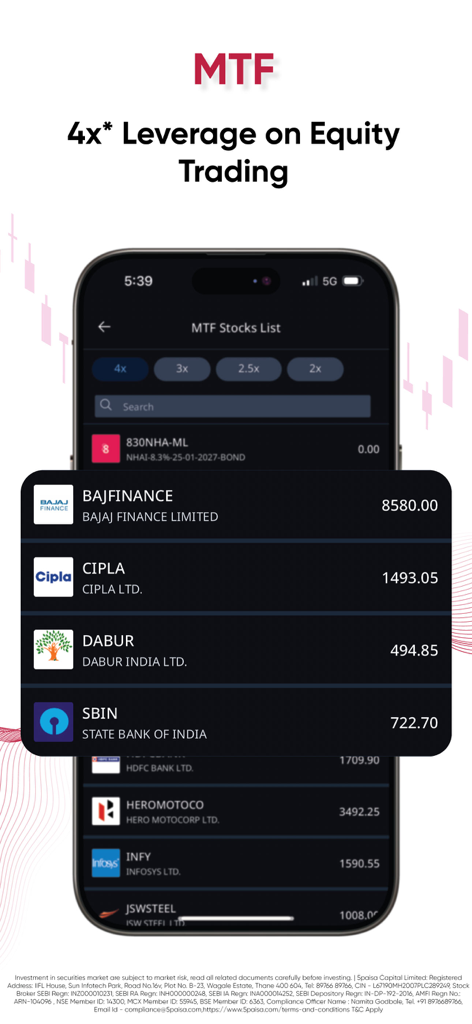 5paisa: Share Market, MF, IPO - インド株に4倍のレバレッジを提供する5paisaアプリのマージン取引機能