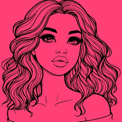realistic girl with wavy hair and lips