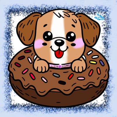 dog in a donut