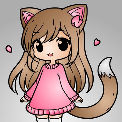 girl with cat ears and tail
