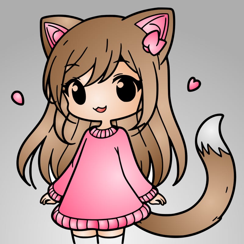 girl with cat ears and tail