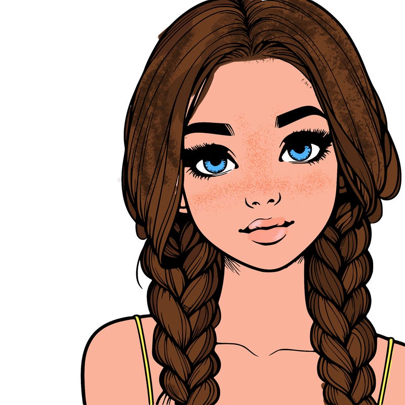 realistic girl with braids