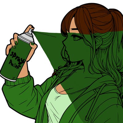 a realistic girl spray, painting