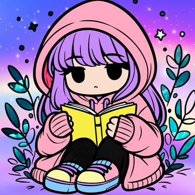 girl in oversized hoodie reading a book