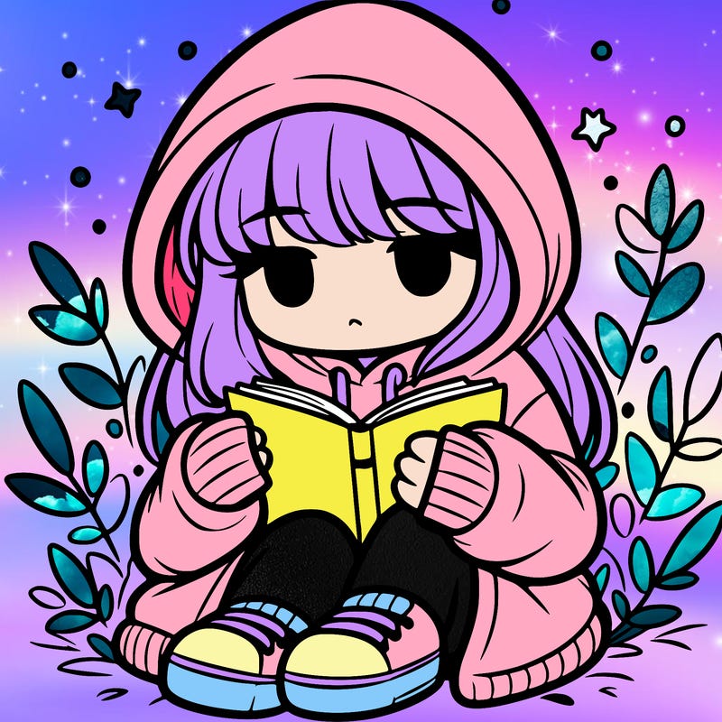 girl in oversized hoodie reading a book