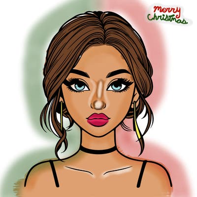 realistic girl with makeup on