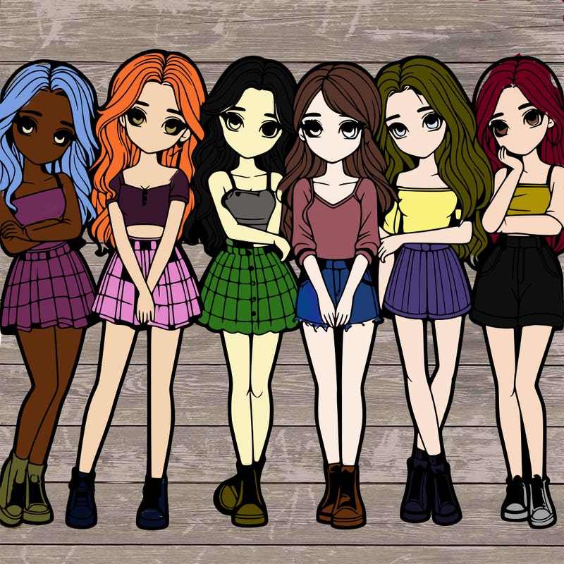 a group of girls realistic