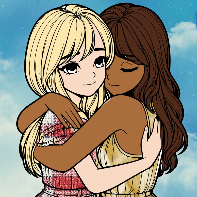 realistic girls hugging