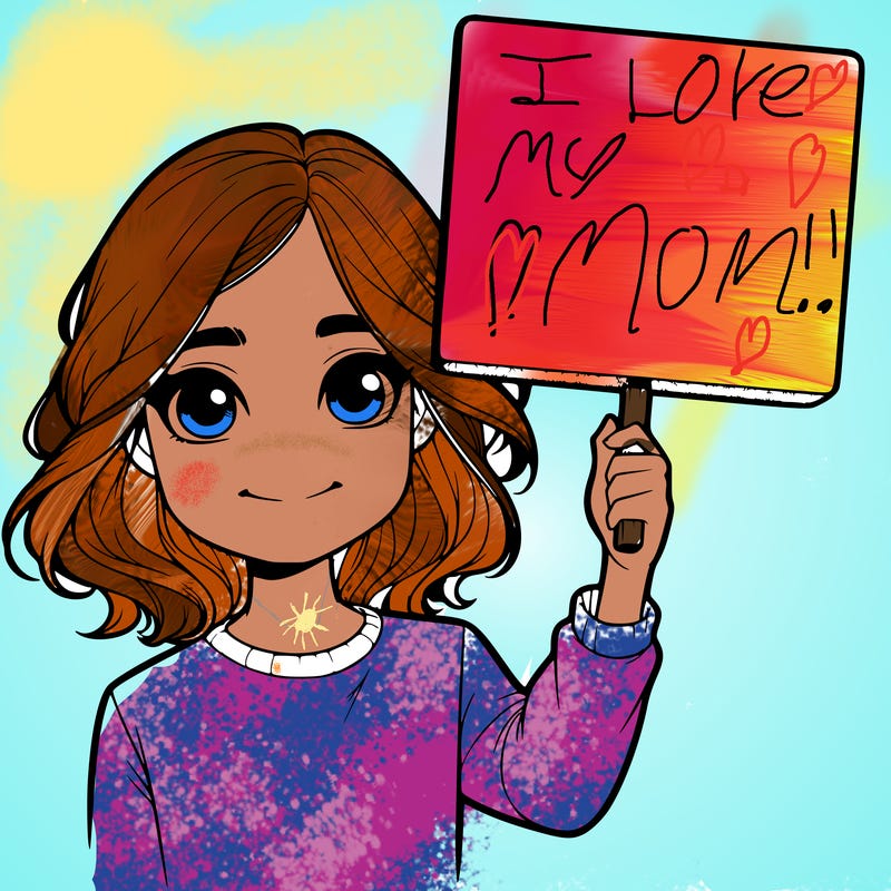 realistic girl holding up a sign