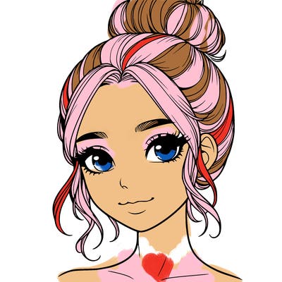 realistic pretty girl with hair in bun