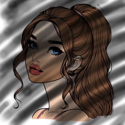 realistic girl with a ponytail on her hair and lips