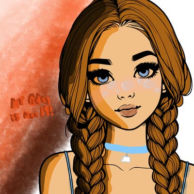 realistic girl with braids