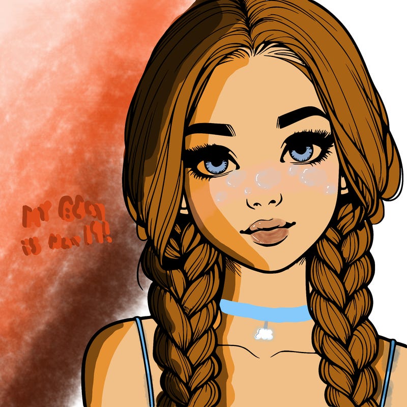 realistic girl with braids