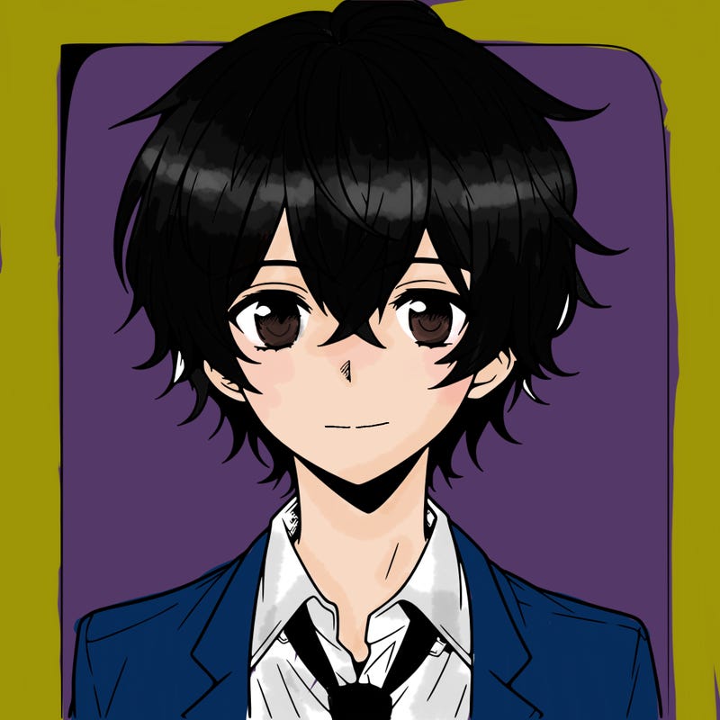 anime manga boy portrait short fluffy hair