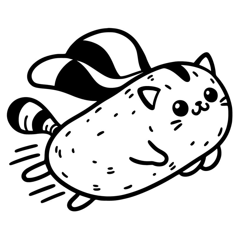 potato cat flying through the air