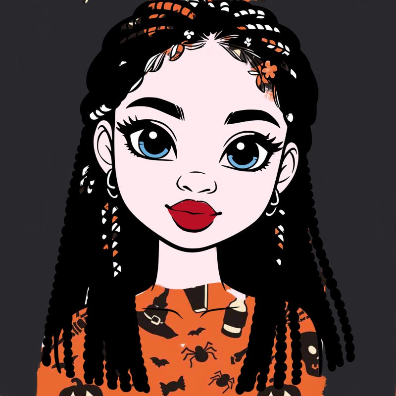 a realistic black girl with braids