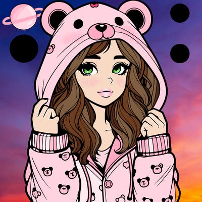 realistic girl in a animal pjs hoodie