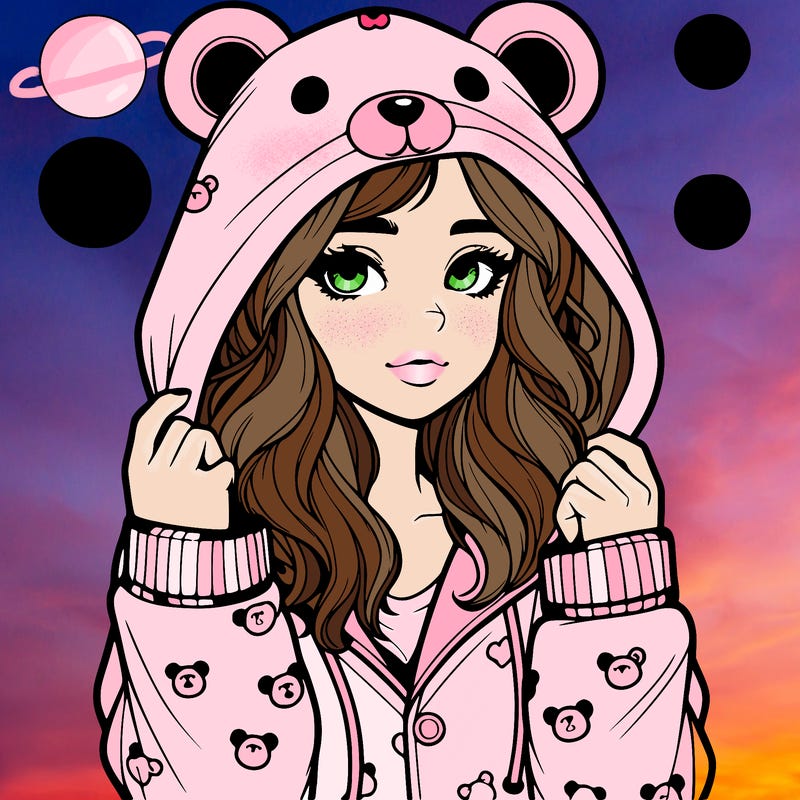 realistic girl in a animal pjs hoodie