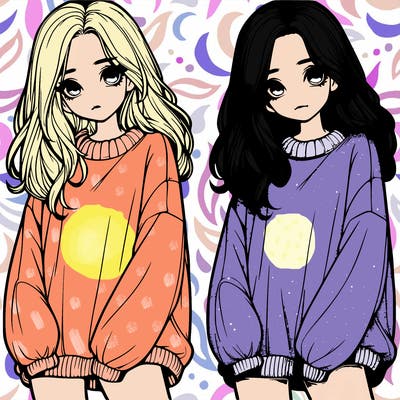 realistic girl with baggy sweater