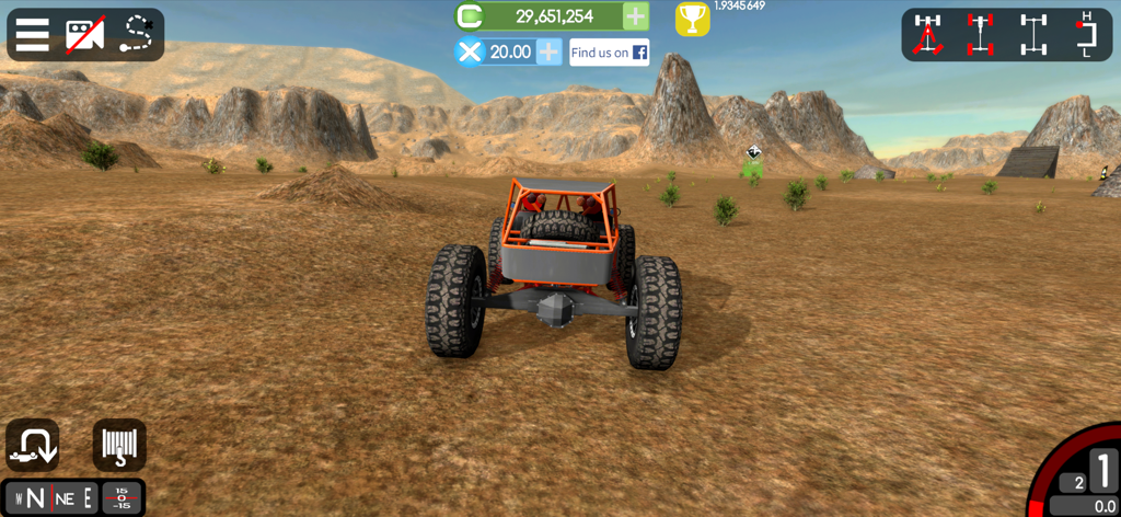Gigabit Offroad - An orange rock crawler buggy exploring a rugged desert environment in the Gigabit Offroad mobile game