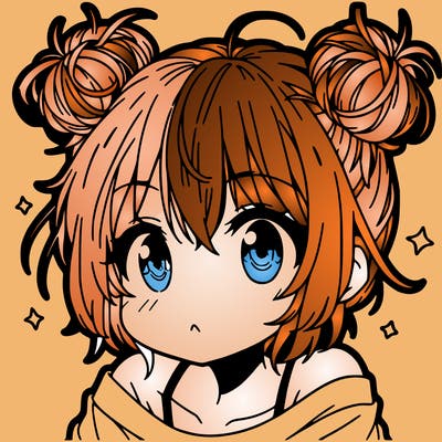 a manga girl with messy small buns