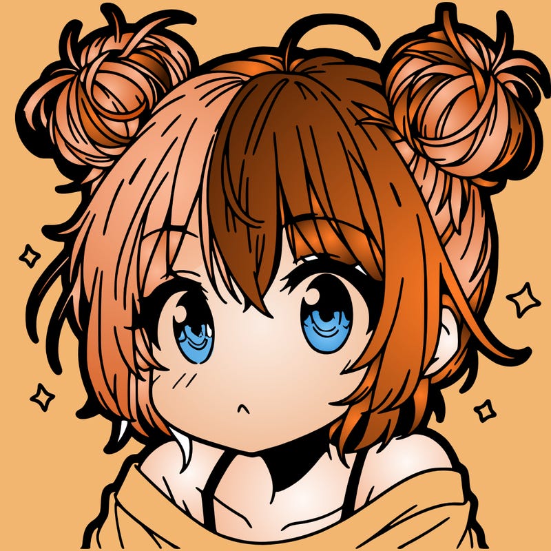 a manga girl with messy small buns