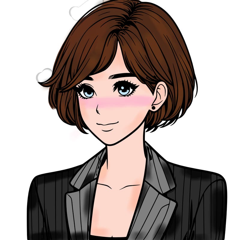 one beautiful girl realistic wearing suit with short hair